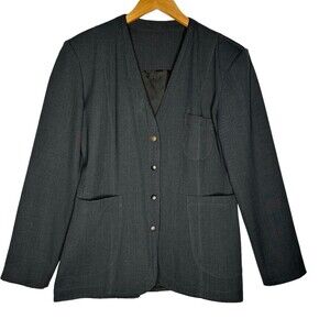 Vintage J.C. Trigon Womens Jacket Made in France‎ Collarless Pockets Fully Lined